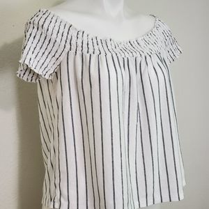 American Eagle off the shoulder striped tshirt